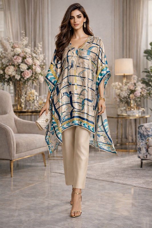 Ivory Vrsace Satin Kaftan Top