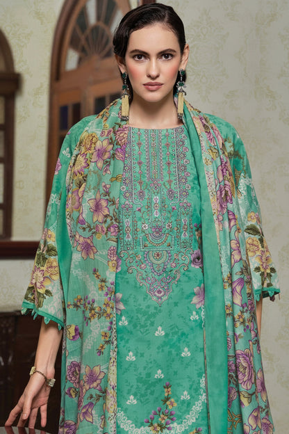 Mehrunisa Emerald Charm | Lawn Cotton Embroidered Pakistani Suit Set