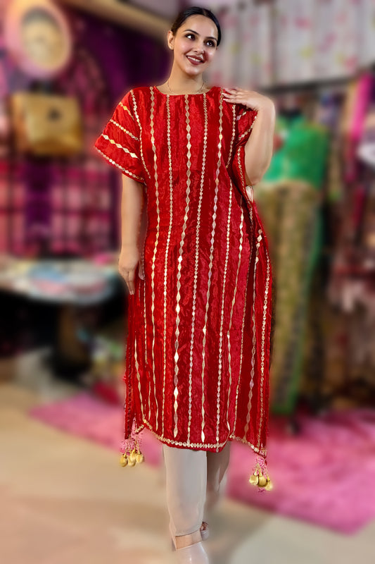 Zarmina Striped Sequin Organza Kaftan