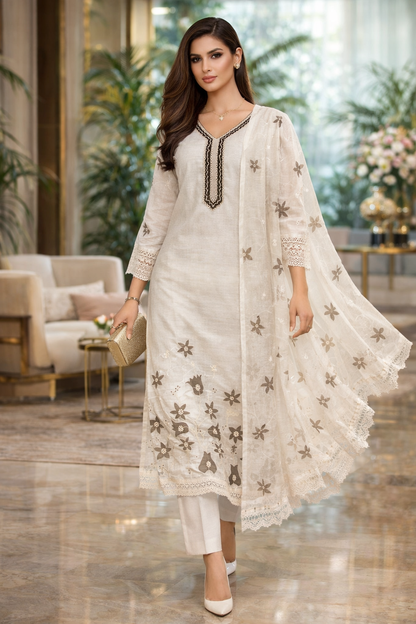 Tulip Ivory Kota Doria Suit Set
