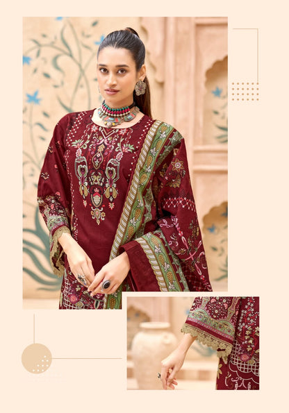 Rubaab Merlot | Lawn Cotton Pakistani Suit Set