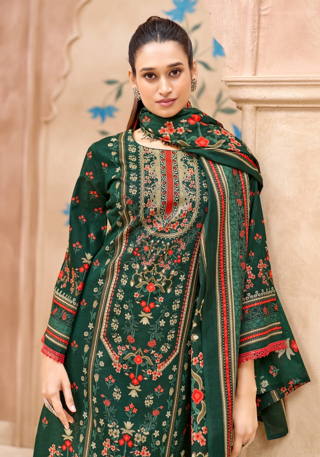 Noor-E-Zemana Emerald Garden | Lawn Cotton Pakistani Suit Set
