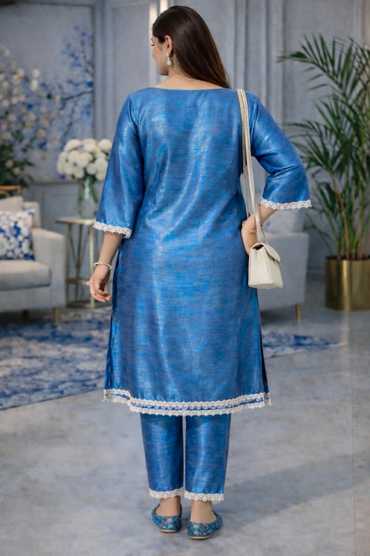 Azure Grace Cotton Silk Kurta Set
