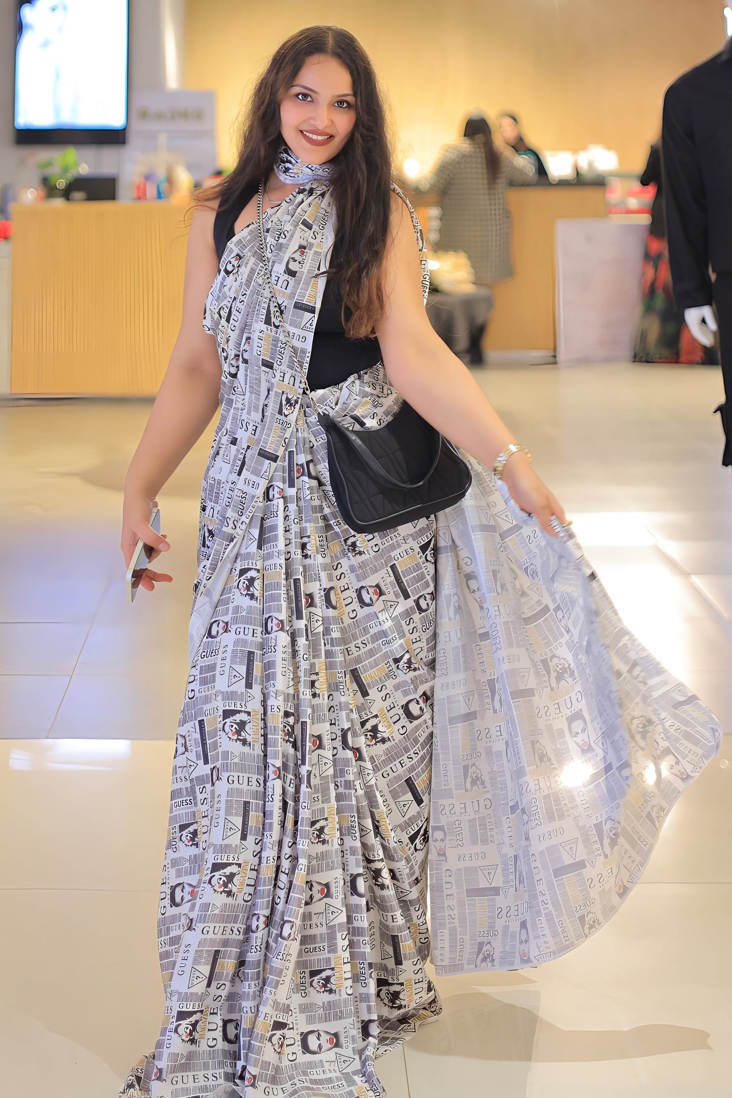 Front Page News Satin Saree