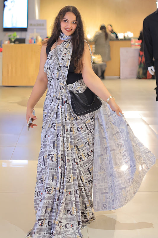 Front Page News Satin Saree