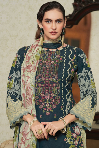 Aafreen Sage Green | Lawn Cotton Embroidered Pakistani Suit Set
