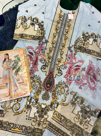 Zaria Grey Charm | Lawn Cotton Pakistani Suit Set