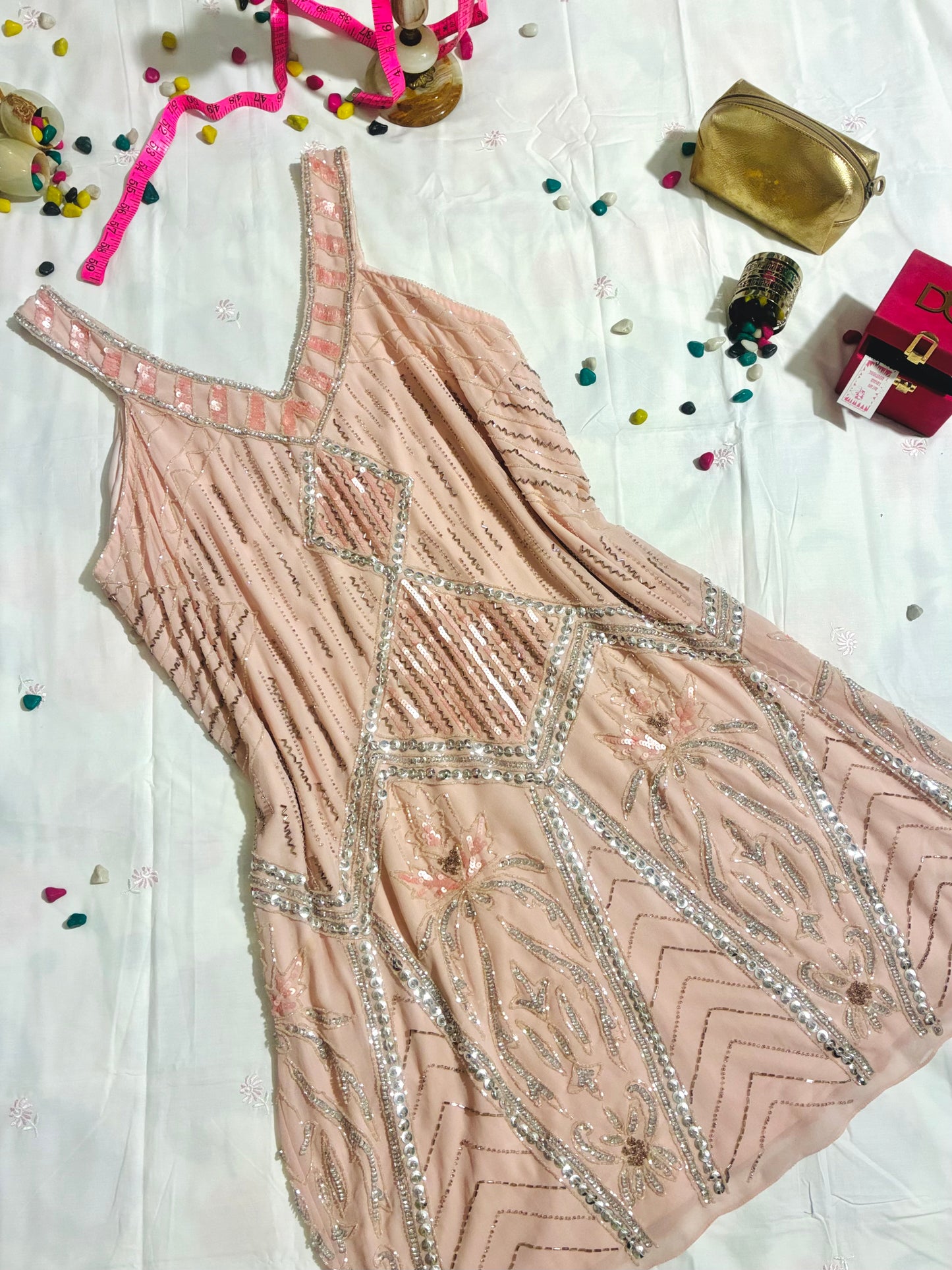 Champagne Crystal Shift Dress