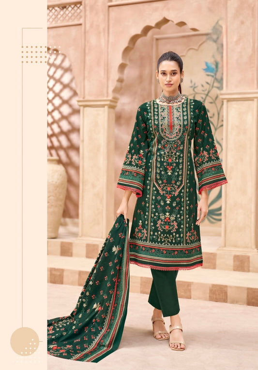 Noor-E-Zemana Emerald Garden | Lawn Cotton Pakistani Suit Set