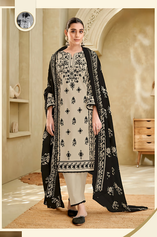 Aafreen Ebony Charm Unstitched Pakistani Suit Set