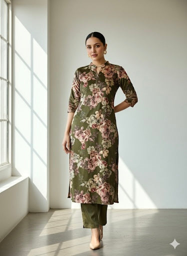 Midnight Rose Velvet Kurta Set