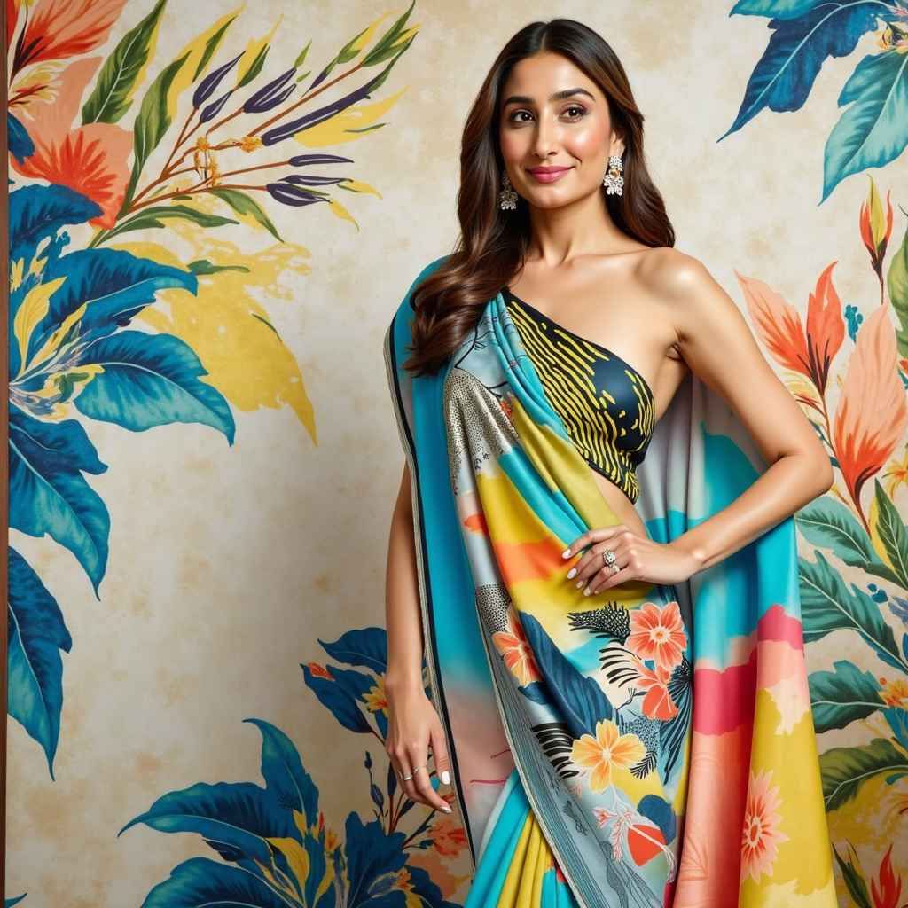 Elysian Bloom Satin Saree