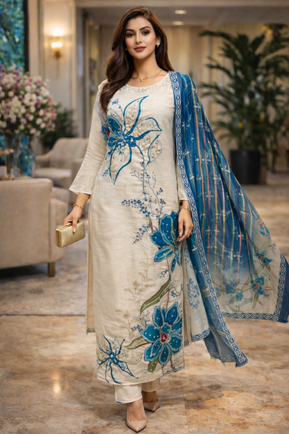 Azmira Floral Embellished Suit Set