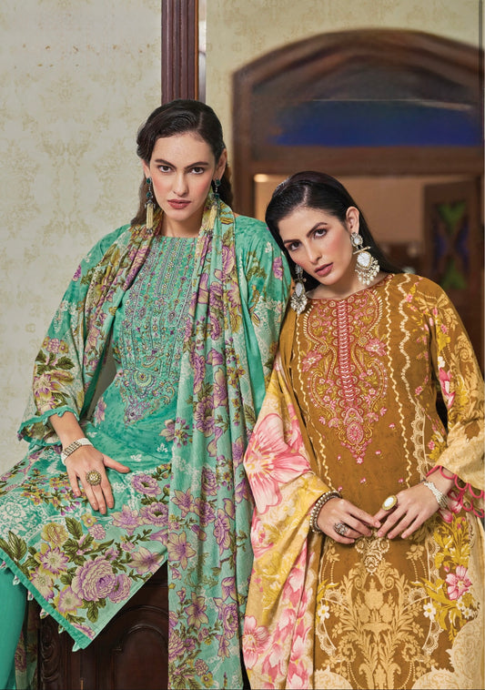Mehrunisa Emerald Charm | Lawn Cotton Embroidered Pakistani Suit Set