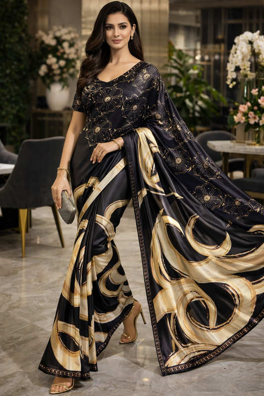 Noir Royale Satin Saree