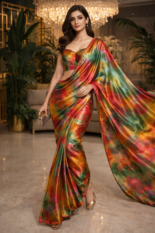Prism Luxe Satin Saree