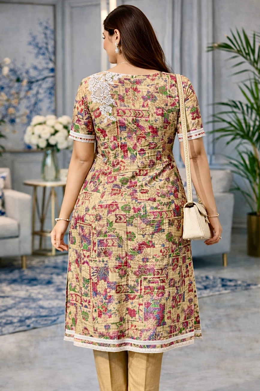 Vintage Mosaic Cotton Kurta Set