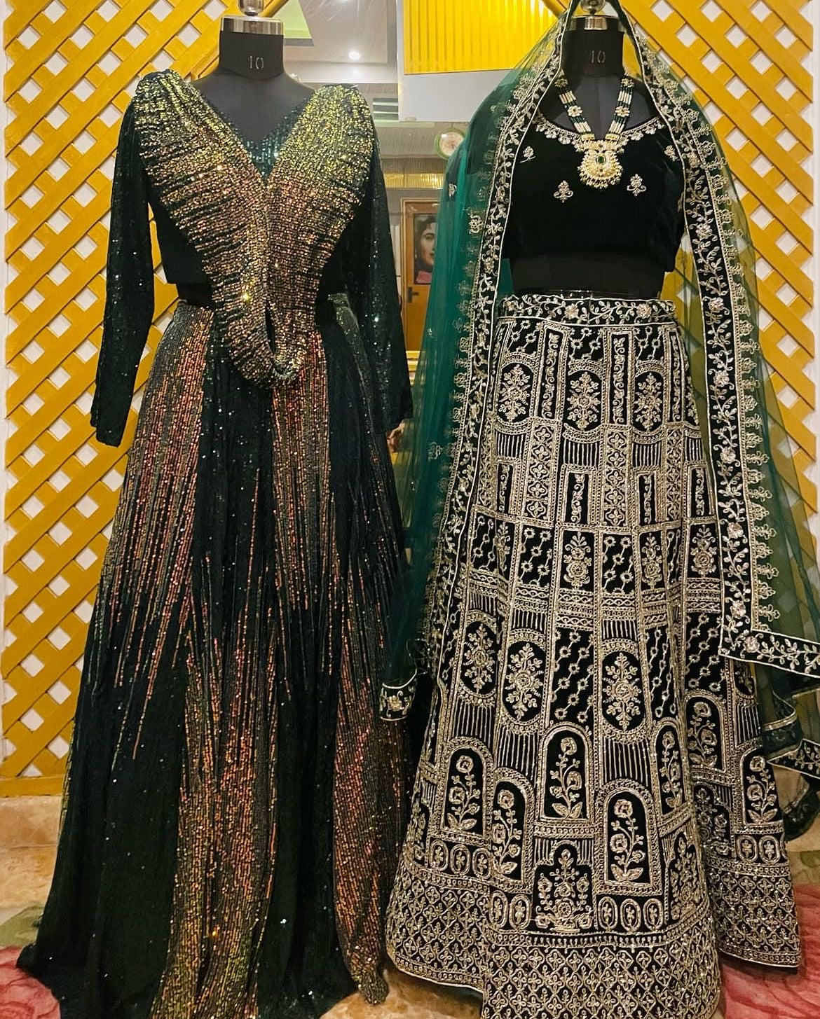 Emerald Noir Heritage Bridal Lehenga Set