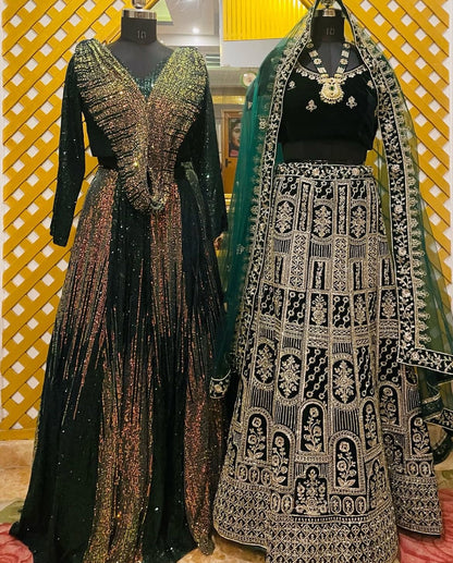 Emerald Noir Heritage Bridal Lehenga Set