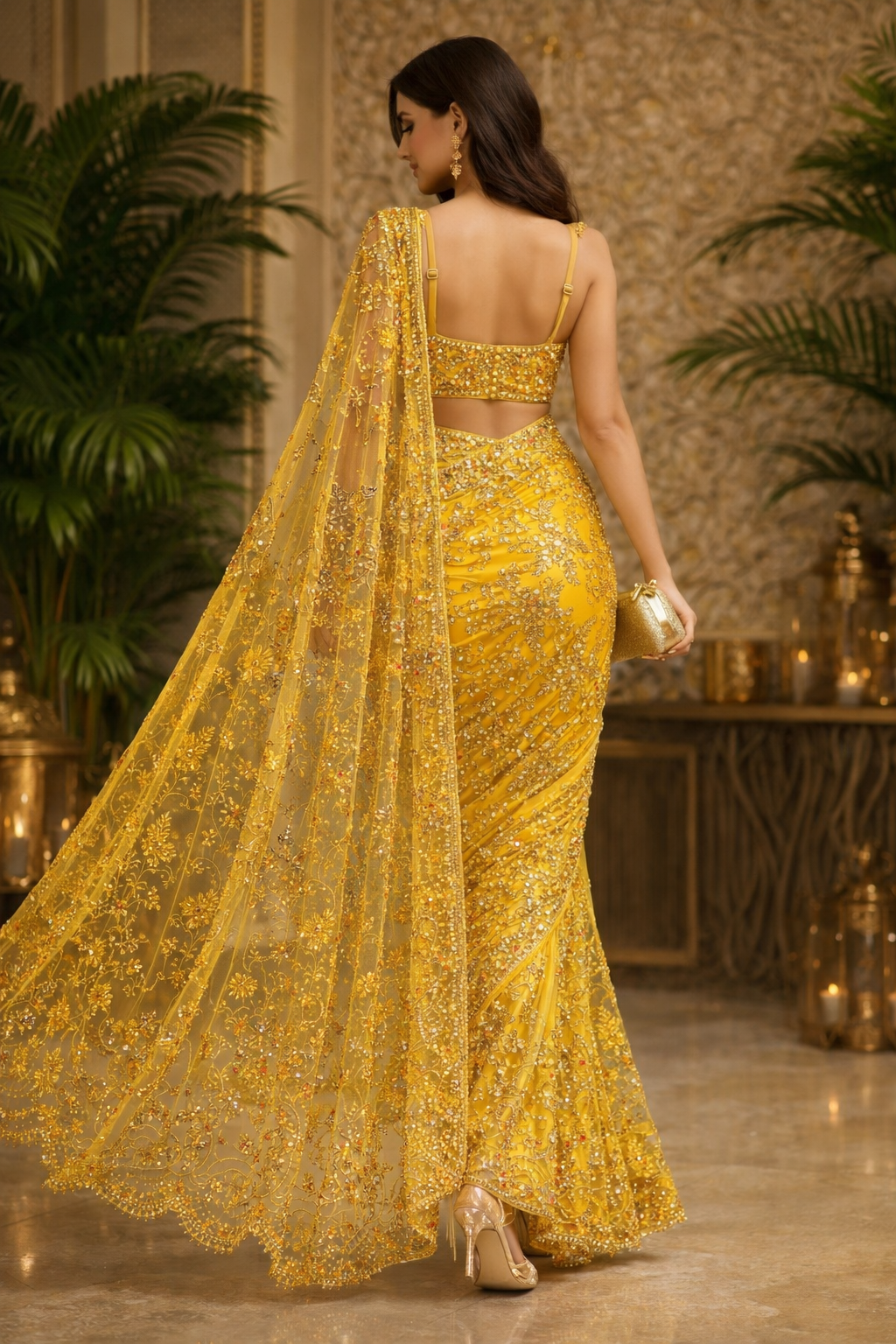 Sequenced Luxe Net Saree