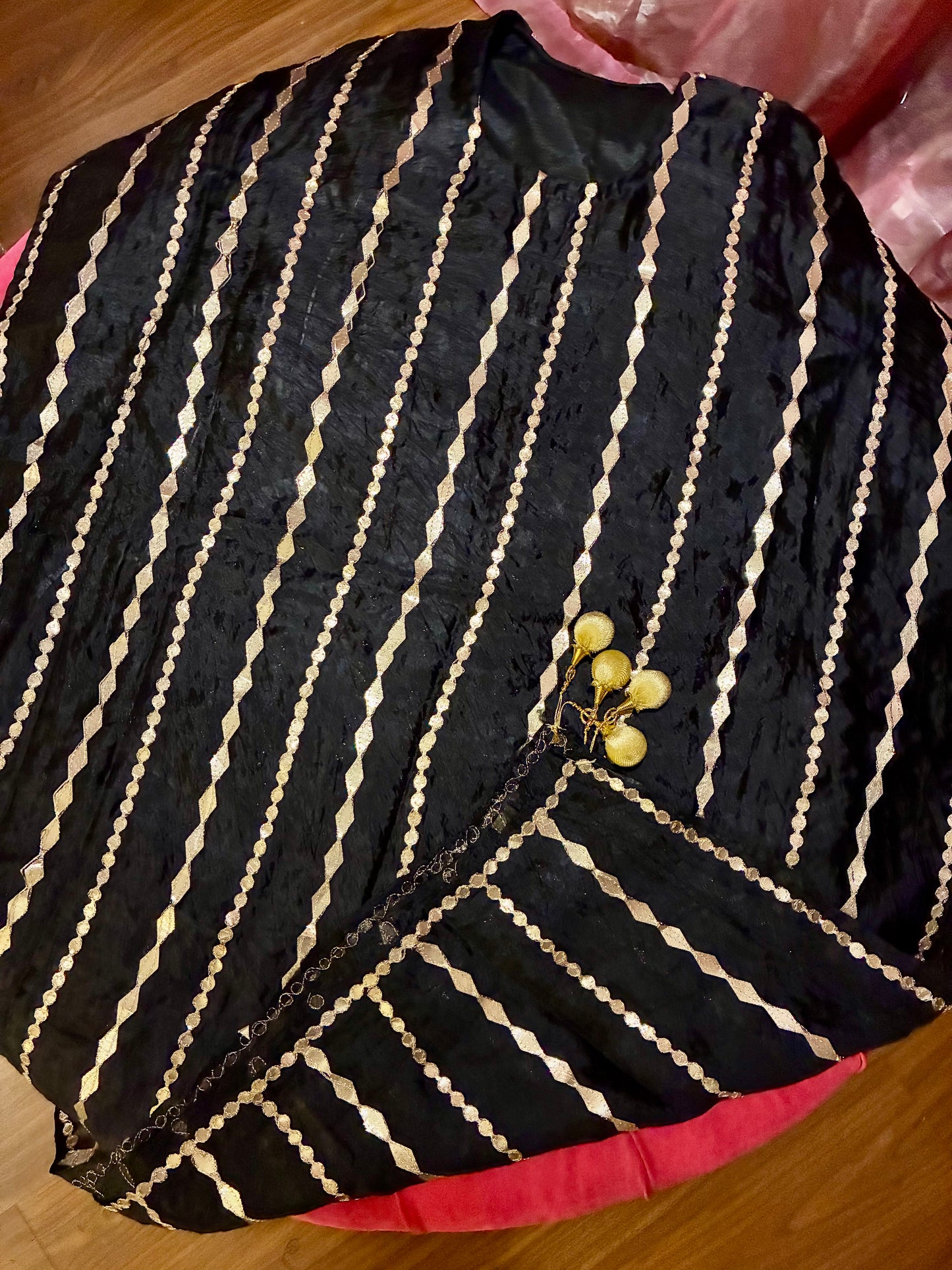 Zarmina Striped Sequin Organza Kaftan