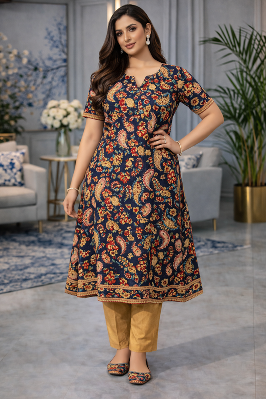 Indigo Heritage Khadi Print Kurta Set