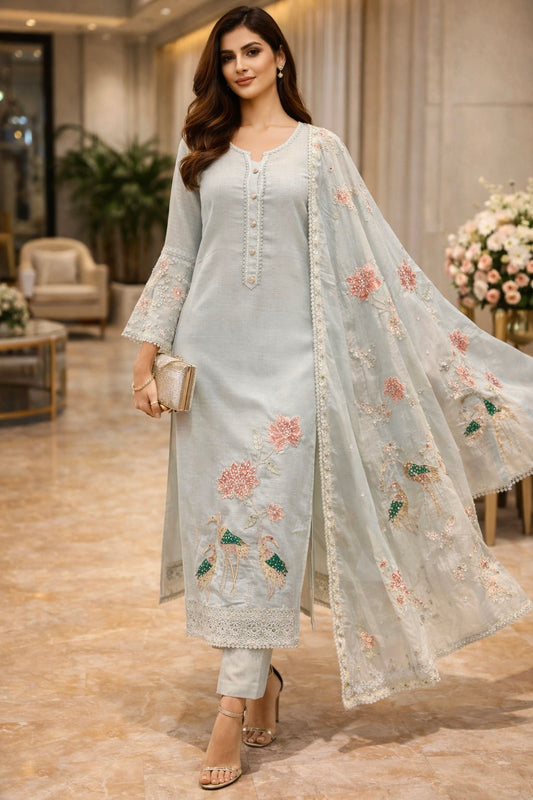 Swan Garden Embroidered Suit Set