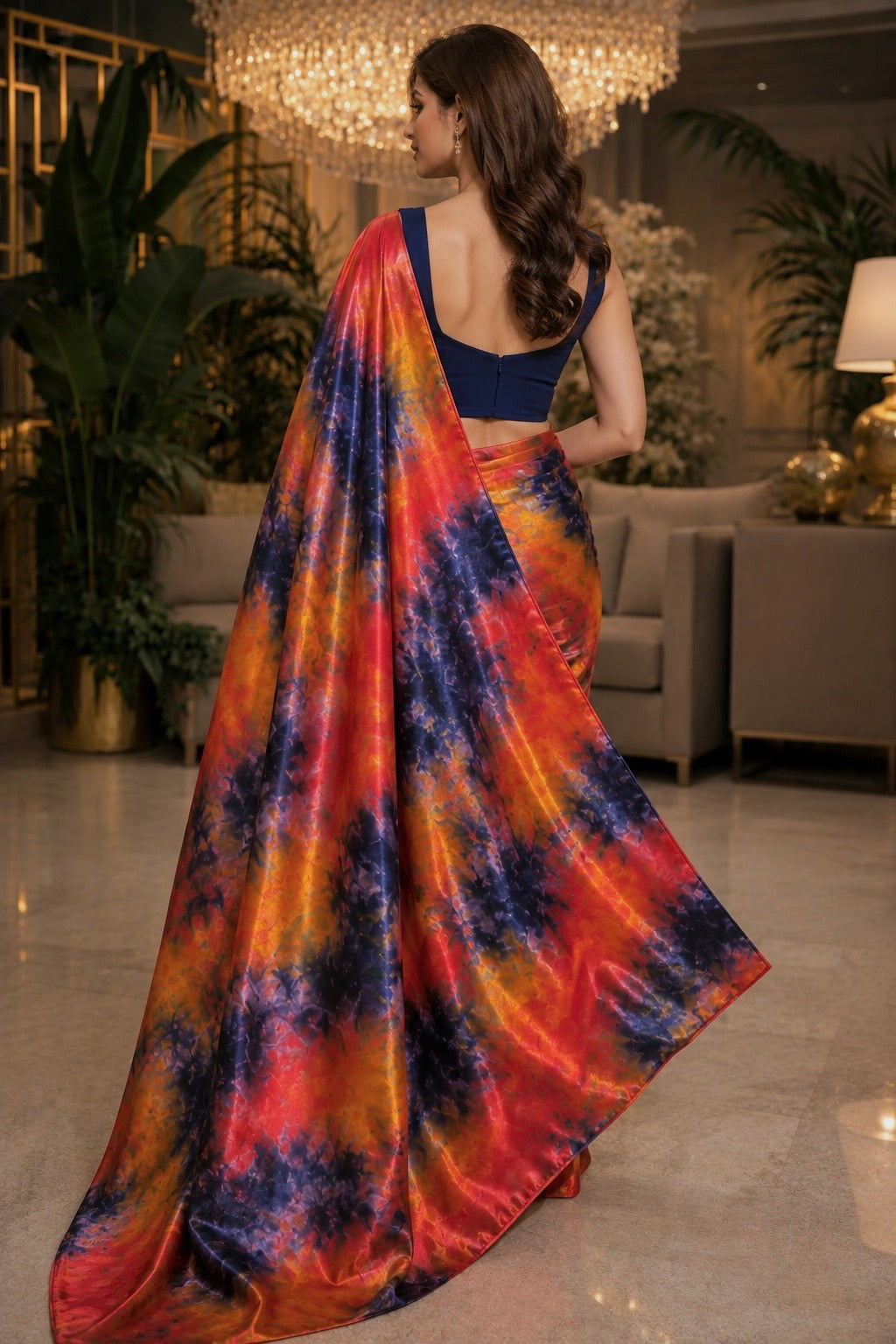 Phoenix Flame Ready-to-Wear Luxe Satin Saree