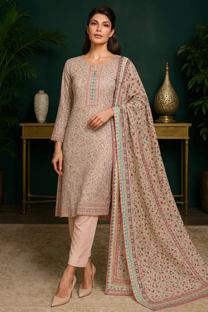 Sehrish Soft Rose Wool Ensemble