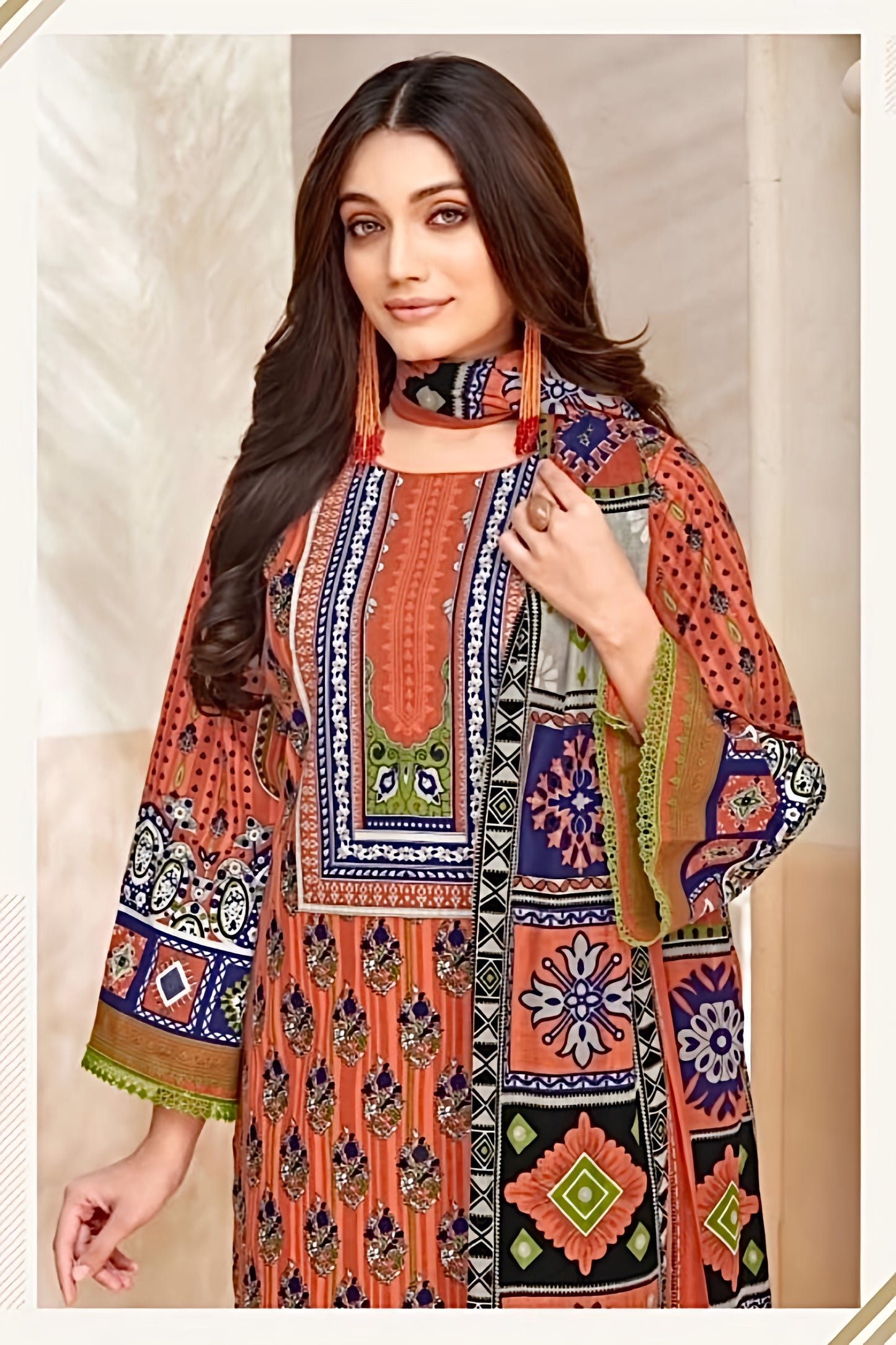 Aafreen Terracotta Mosaic Pakistani Suit Set