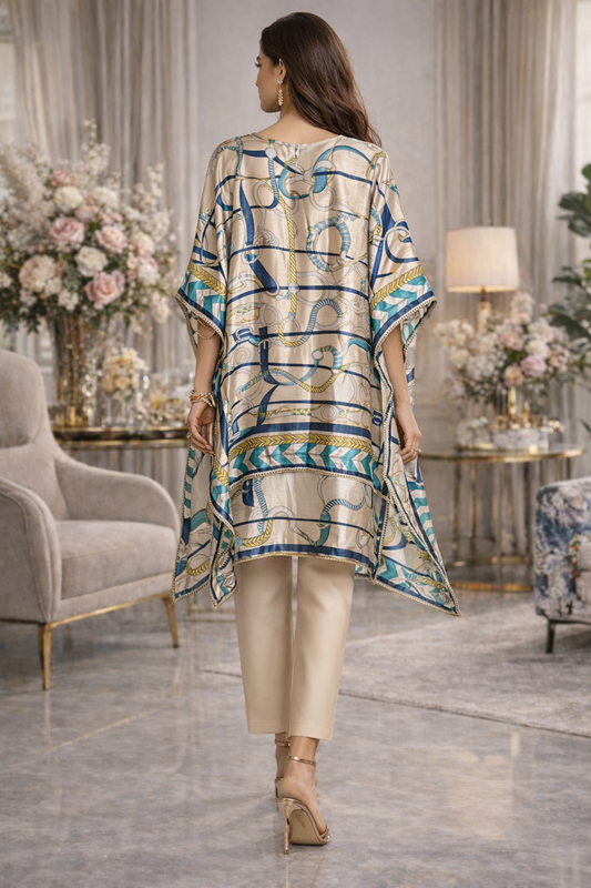Ivory Vrsace Satin Kaftan Top
