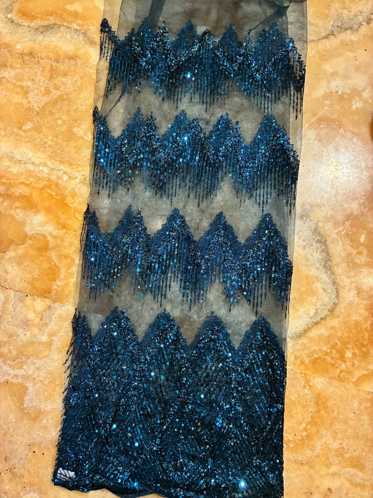 Midnight Pyramid Embellished Net Saree