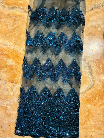 Midnight Pyramid Embellished Net Saree