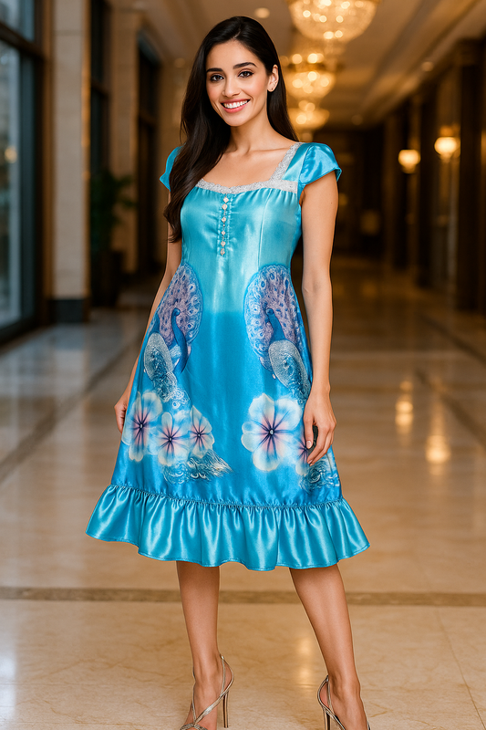 Azure Paradise Satin Dress