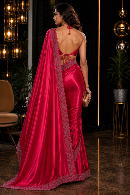Solid Royale Swarovski Satin Saree