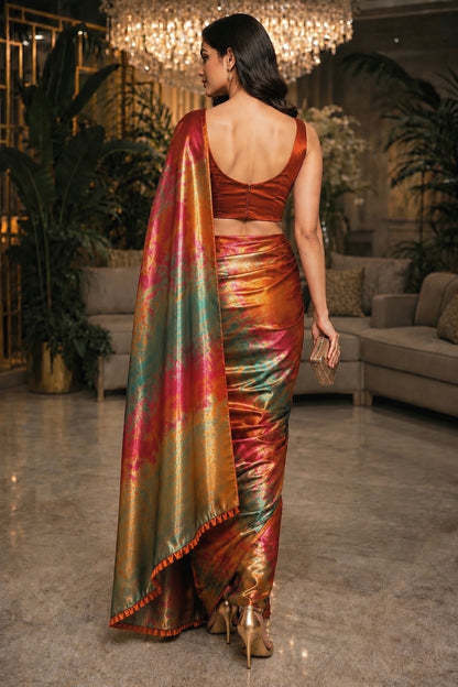Opal Prism Ready-to-Wear Luxe Satin Saree
