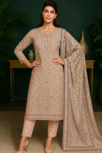 Sehrish Soft Rose Wool Ensemble