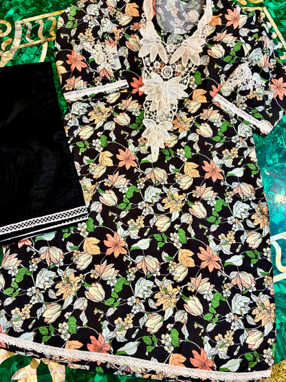 Noir Bloom Cotton Kurta Set