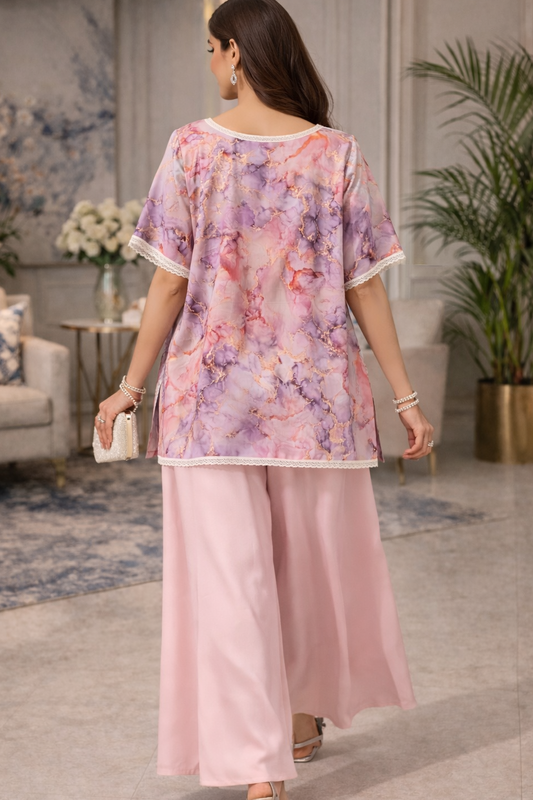 Blush Marble Satin Co-ord Set