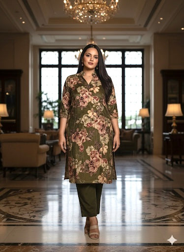 Midnight Rose Velvet Kurta Set