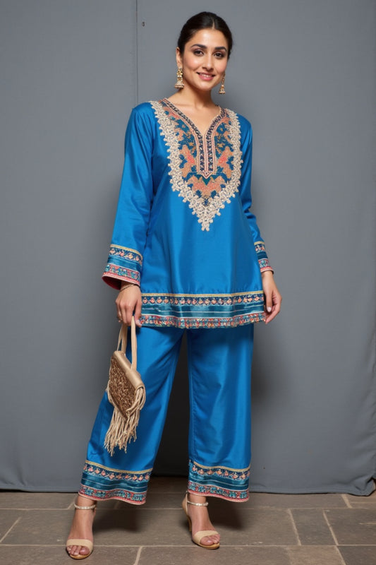 Your Majesty Embroidered Satin Co-ord Set