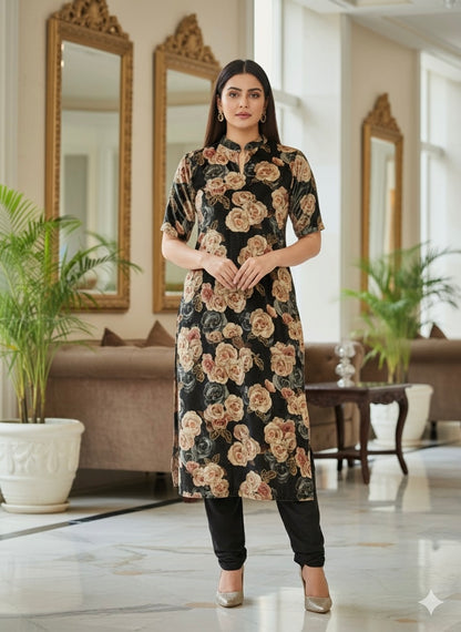 Midnight Rose Velvet Kurta Set