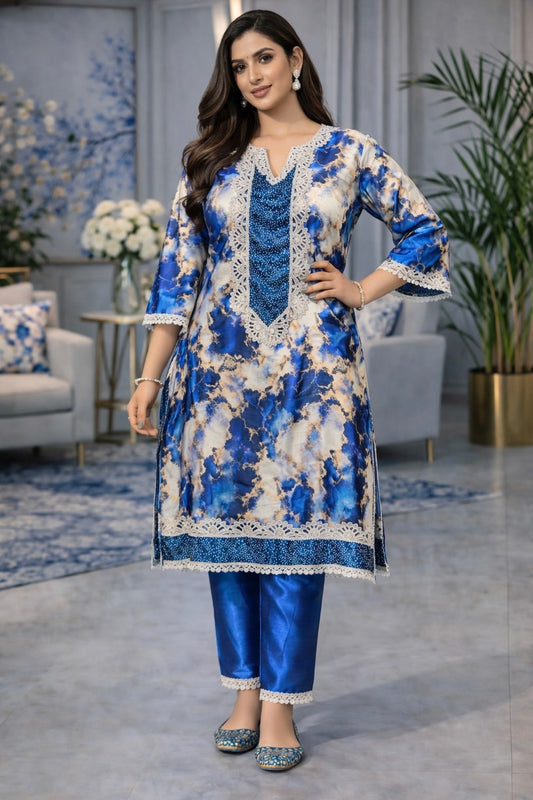 Celestial Marble Satin Kurta Set