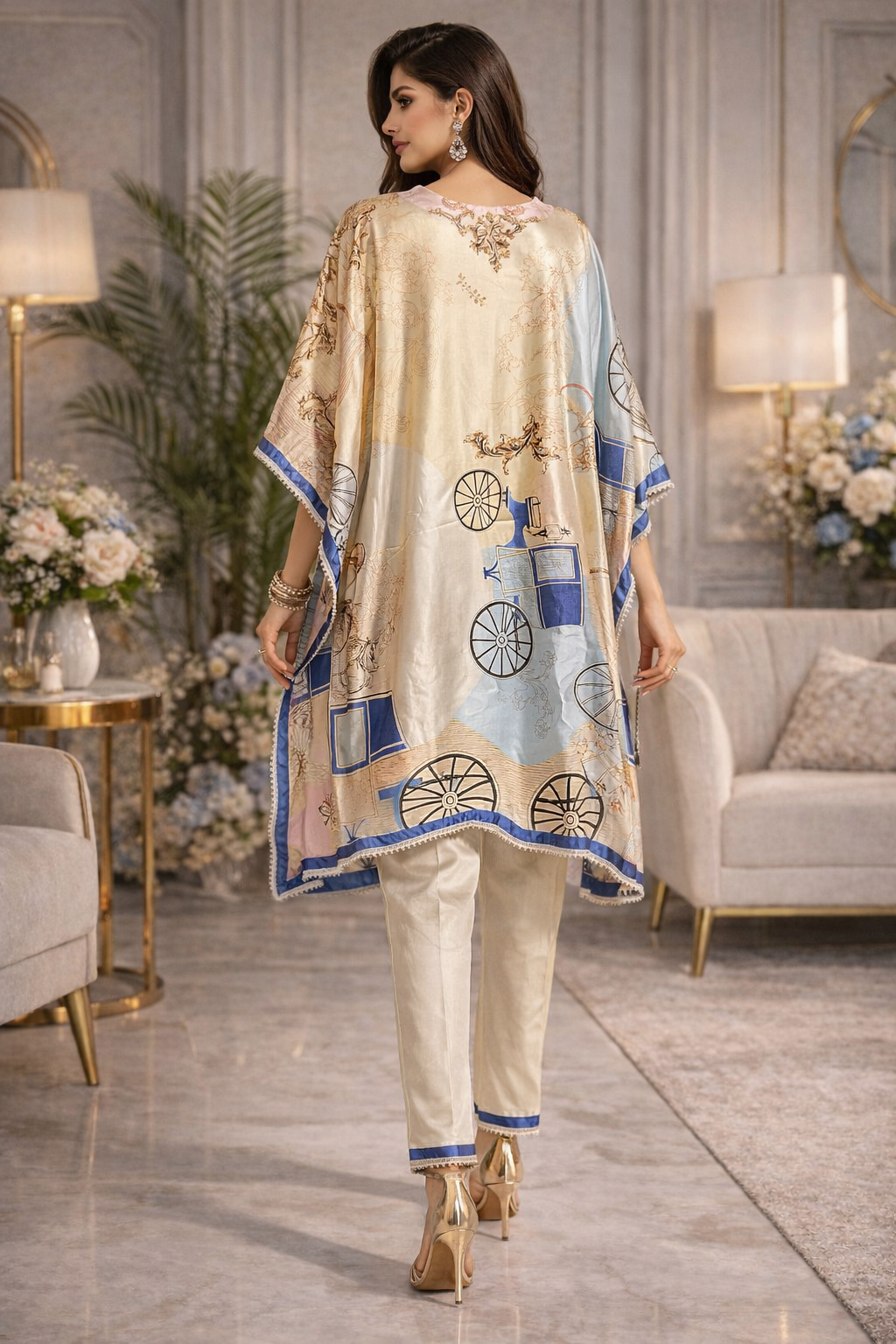 Royal Carriage Satin Kaftan Top