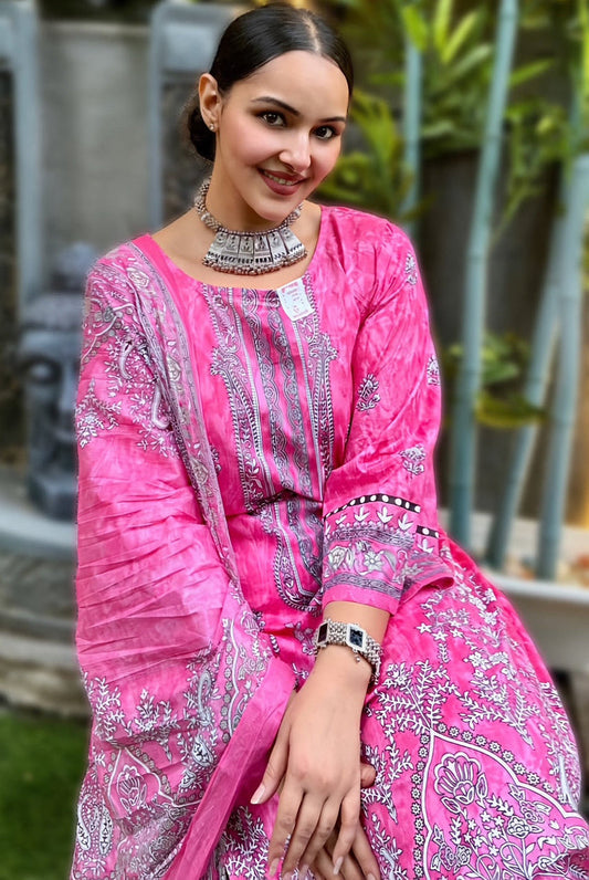 Meher Gulabi Noor | Lawn Cotton Pakistani Suit Set