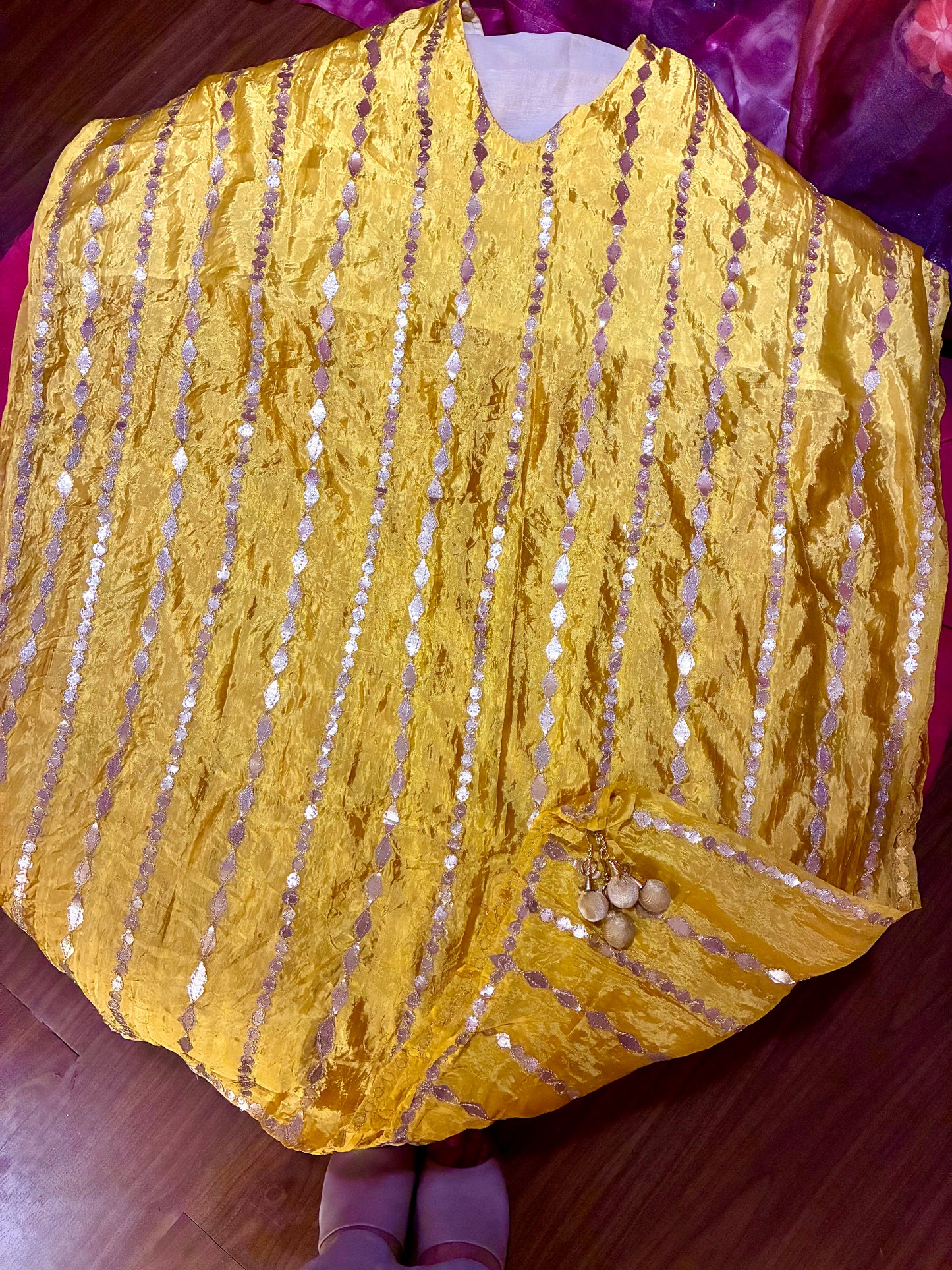 Zarmina Sequin Striped Organza Kaftan