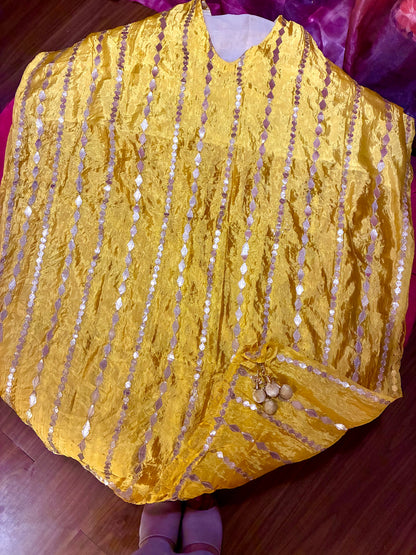 Zarmina Sequin Striped Organza Kaftan