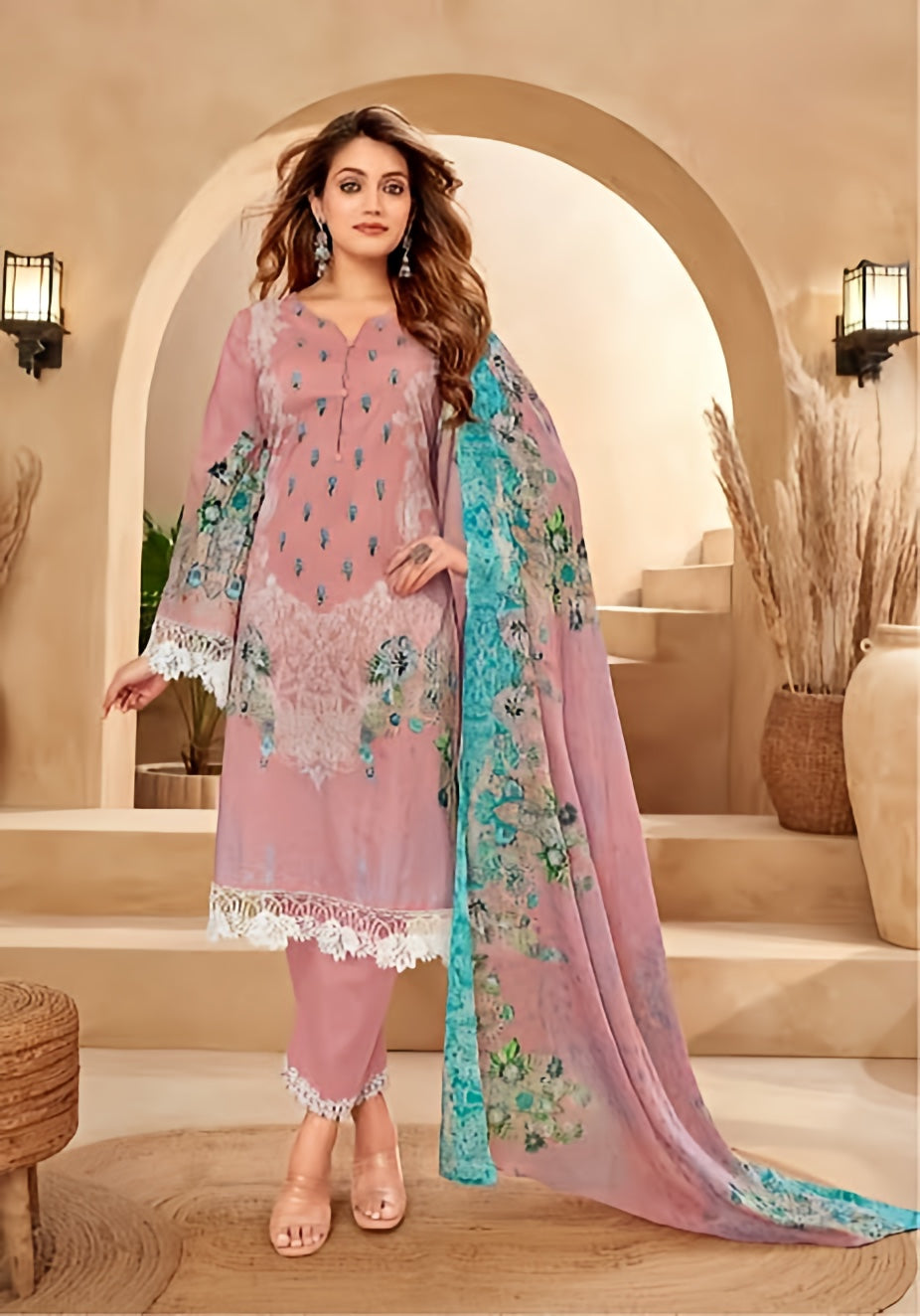 Gulbahar Blush Pink | Lawn Cotton Pakistani Suit Set