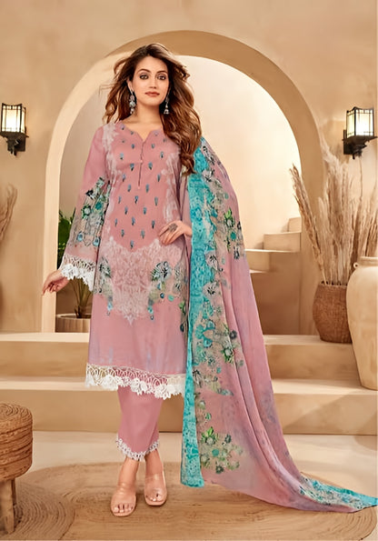 Gulbahar Blush Pink | Lawn Cotton Pakistani Suit Set