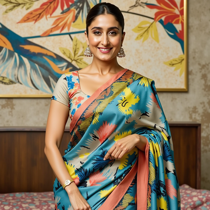 Elysian Bloom Satin Saree